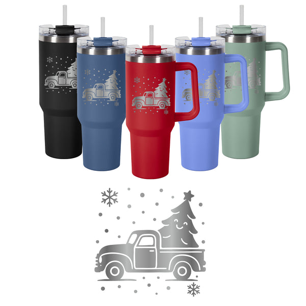40oz Mug with Dual Sip-N-Straw Lid - Holiday Season Designs