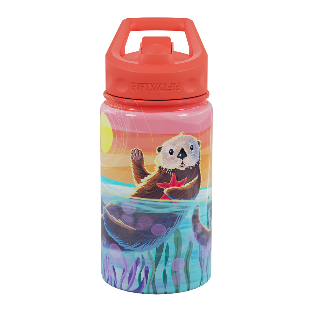 12oz Kid's Bottle with Straw Lid - California Sea Otter - FIFTY/FIFTY®–  FIFTY/FIFTY Bottles