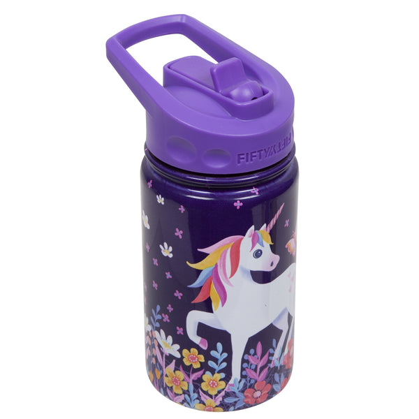 12oz Kids Bottle with Straw Cap - Unicorn | Fifty Fifty Bottles