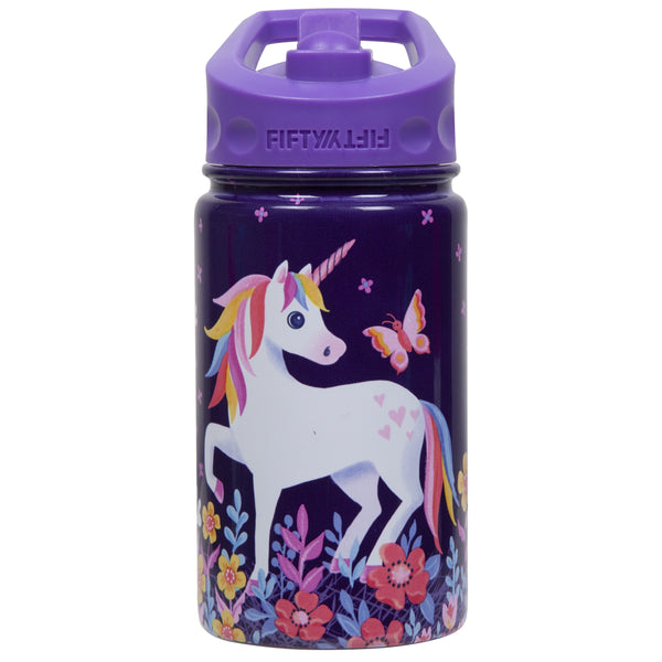 12oz Kids Bottle with Straw Cap - Unicorn | Fifty Fifty Bottles