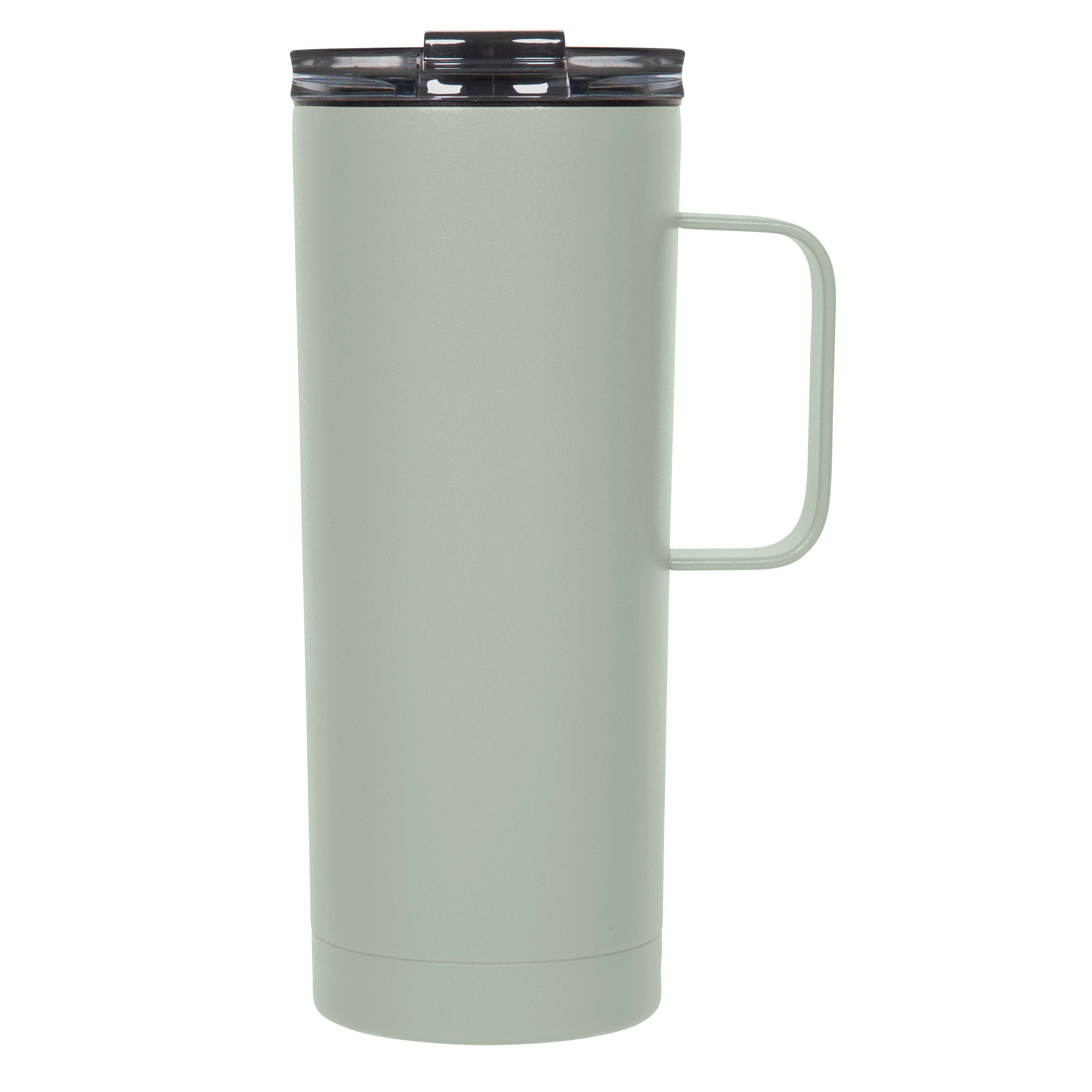 Stainless Steel Custom Travel Mug w/ Metal Handle - 20 oz.