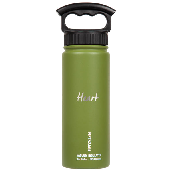 18oz/530mL "Heart" Shodo Bottle (Olive) | Fifty Fifty Bottles