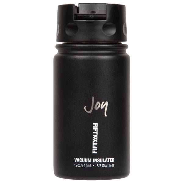 12oz/354mL "Joy" Shodo Flip Top Bottle (Black) | Fifty Fifty Bottles